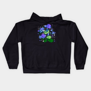 Dragon flies and Lotus Flowers _ Digital Pop Art Style _ purple and Green Kids Hoodie